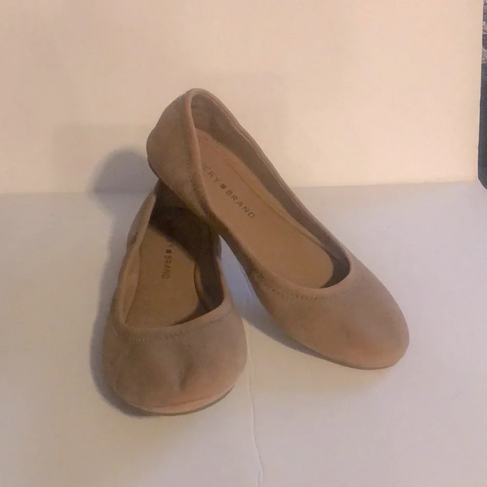 Lucky Brand Tan Suede Leather Ballet Flats